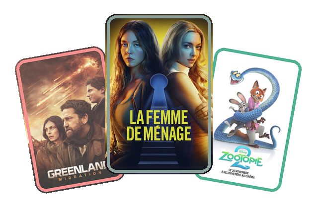 Trois affiches de films : on swipe à gauche pour passer, à droite pour aimer